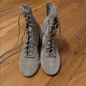 Zara taupe suede lace up boots